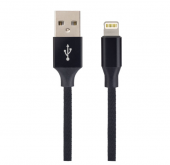 Кабель USB - Apple Lightning плоский черный 2,0м Perfeo I4317