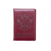 Обложка для паспорта темно-бордовая с гербом 112356