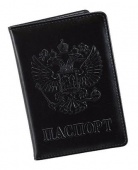 Обложка для паспорта черная с гербом 112356