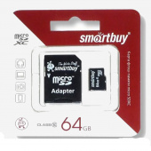 MicroSD 64Gb 10 class Smartbuy +адаптер 