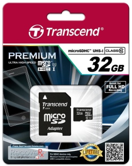 MicroSD 32Gb 10 class Transcend +адаптер 