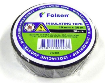 Изолента 19ммх20м, Folsen Premium (-18°С- +105°С)
