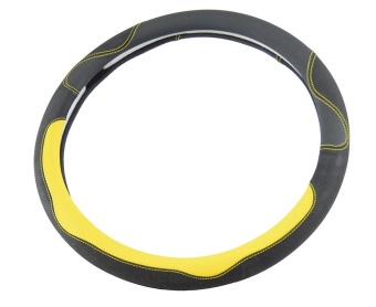Оплетка на руль черно-желтая кожа Four Seasons F-3726 "M"