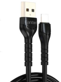 Кабель USB - Apple Lightning черный 2,4А 1,0м Earldom EC-095