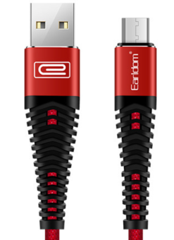 Кабель USB - microUSB красный 2,0А 1,0м Earldom EC-060