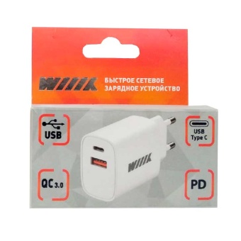 СЗУ USB и Type-C PD+QC3.0 3,1А белое WIIIX UNN-4-2-01-QCPD