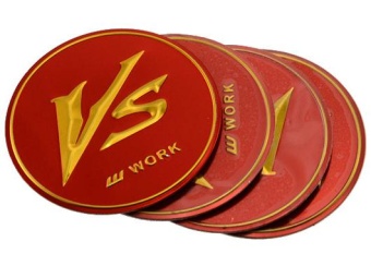 Наклейки на диски "VS" красно-золотые (50мм) 4шт.