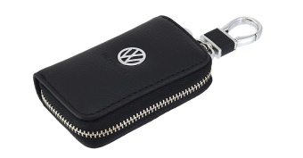 Ключница с логотипом VW кожа черная 035